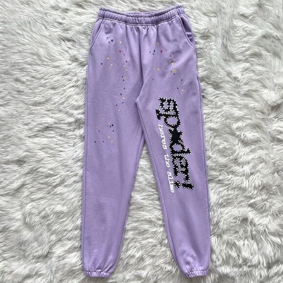 Sp5der Sweatpants (Purple/Star Print) - Picture 1 of 2